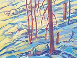 William Duma, Hillside, Winter, acrylic on canvas board