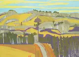 Mary Spice Kerr, Hills and Bare Trees, 1975, oil on canvas board
