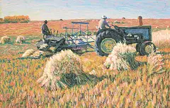 Herbert Otto Sellin, Bindering Oats #2, 1977, oil on wood board