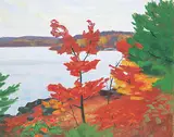 George Thomson, Untitled - Autumn Trees, oil on paper board