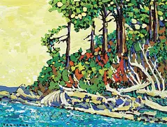 H. William Townsend, My Beach at Nanoose Bay, B.C., oil on wood board