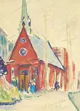 Dorothy Henzell Willis, Notre Dame des Victoires, Quebec City, watercolour on paper