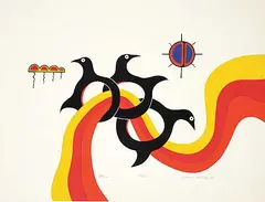 Jackson Beardy, Flock #31/99, 1975, colour silkscreen on paper