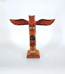 Cedric Billy, Bella Coola Totem, painted wood carving