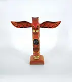 Cedric Billy, Bella Coola Totem, painted wood carving
