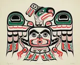 Tony Hunt, Kwakiutl Kolus #29/200, 1973, colour silkscreen on paper