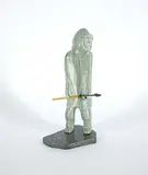 Samwillie Iqaluq, Untitled - Hunter with Spear, light green stone carving