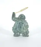 Tuna Iquliq, Untitled - Hunter with Spear, 2006, green stone carving
