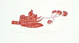 Juanisialu Irqumia, One Hunter Guards the Dogs While his Companion Follows the Game #41/60, 1976, relief print on paper
