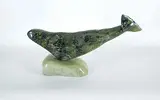 Akeego Killiktee, Untitled - Gentle Whale, 1982, light and dark green stone carving