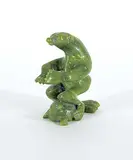 Isaac Kootoo, Untitled - Bear Over Seal, green stone carving