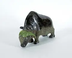 Matoo Moonie Michael, Untitled - Muskox, black and green stone carving