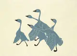 Agnes Nanogak, Five Swans #23/50, 1979, colour relief print on paper
