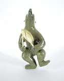 Tuck Nuna, Untitled - Bear Drum Dancing, 1996, green stone and bone carving