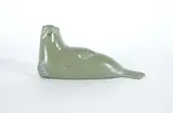 Lucassie Oqaituq, Untitled - Green Walrus, 1987, green stone carving