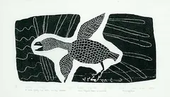 Josie Papialuk, A Bird Going up North in the Summer #7/45, 1976, relief print on paper
