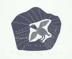 Josie Papialuk, A Ptarmigan Making a Noise #18/40, 1975, stonecut on paper