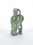Simeonie Uppik, Untitled - Hunter Carrying Seal, light green stone carving