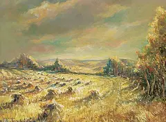 Stooks by June Bourque, oil on canvas, sold Dec 2017