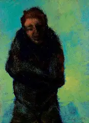 Michael Burns, Untitled - The Warm Coat, oil on wood board