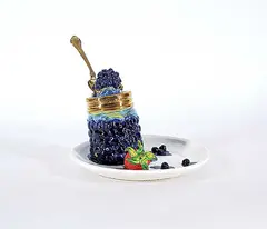 Victor Cicansky, Untitled - Delectable Dish of Blueberries with a Strawberry Side, 1997, glazed ceramic and metal