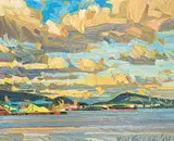 Ken Faulks, Clouds Over North Van., 2001, oil on wood board