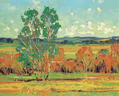 Gilbert A. Flodberg, Clear Summer, 1983, oil on wood board