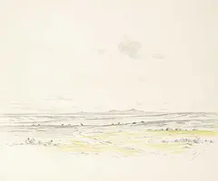 Roland Gissing, Sweetgrass Yellow Sketch, 1960, graphite and pastel on paper