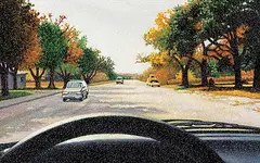 Joice Hall, Driving South #40 [Texas], 1998, oil on canvas board