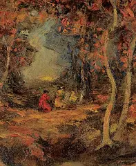 Otto Hamill, Untitled - Ladies in the Forest, oil on canvas