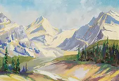 Untitled - High Alpines by Reginald Llewellyn Harvey, watercolour and gouache on paper, sold Dec 2017