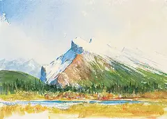 John William Harvie, Mt. Rundle, Banff, watercolour on paper