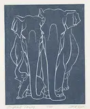 Elephant Family #77/120 by Illingworth Kerr, lino block on paper, sold Dec 2017