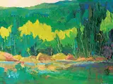 Lissi Legge, Along Rocky Banks, oil on wood board