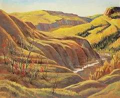 Isabel Levesque, Untitled - Stream in the Foothills, oil on canvas board