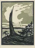Ernest Friedrich Lindner, Aftermath [Windswept], colour lino block on paper