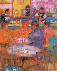 Charlotte Mensforth, Conversation Piece, Bar Livico, 2000, oil on canvas board