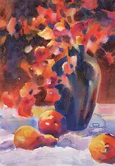 Jean Pederson, Ebony Vase, watercolour on paper