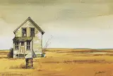E.A. Ranshaw, The Prairie House, watercolour on paper