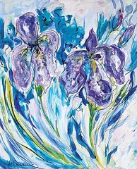 Val Sewell, Untitled - Irises, acrylic on canvas