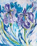 Val Sewell, Untitled - Irises, acrylic on canvas
