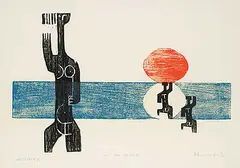 Herbert Johannes Joseph Siebner, On the Beach #Artist Proof, colour wood block on paper