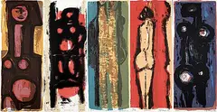 Herbert Johannes Joseph Siebner, Mature Girl / Guardian / Couple / Shame / Night #6/100, 1961, colour silkscreen on paper