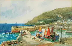 Walter H. Sweet, The Village Mousehole, Cornwall, England, watercolour on paper