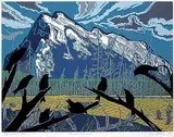 June Thomsen, Rundle Mountain #33/63, 1994, colour wood block on paper