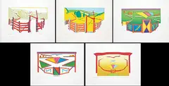 Alan Wood, Ranch Series One #1-5 #87/200, 1982, colour silkscreens on paper
