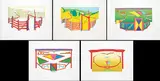 Alan Wood, Ranch Series One #1-5 #87/200, 1982, colour silkscreens on paper