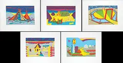 Alan Wood, Ranch Series Two #1-5 #87/200, 1983, colour silkscreens on paper