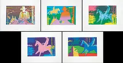 Alan Wood, Ranch Series Four #1-5 [Horse and Cowboy] #87/200, 1983, colour silkscreens on paper
