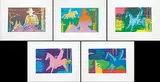 Alan Wood, Ranch Series Four #1-5 [Horse and Cowboy] #87/200, 1983, colour silkscreens on paper